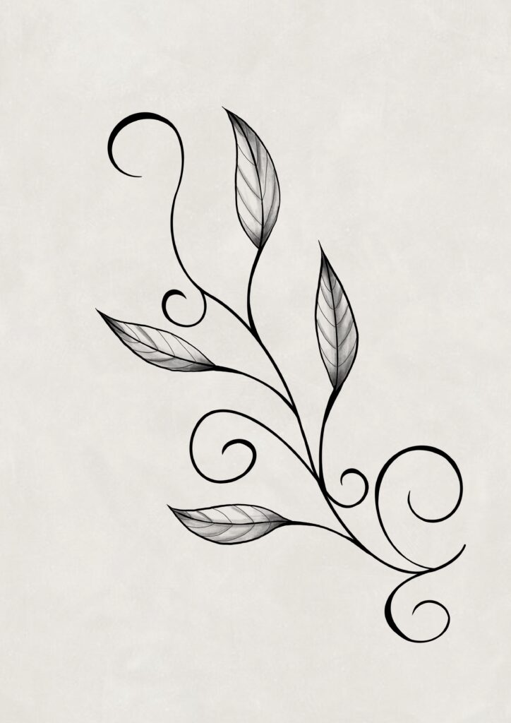 Florales Linework Tattoo Design von Angela im Atelier Noir nu Köln Ehrenfeld